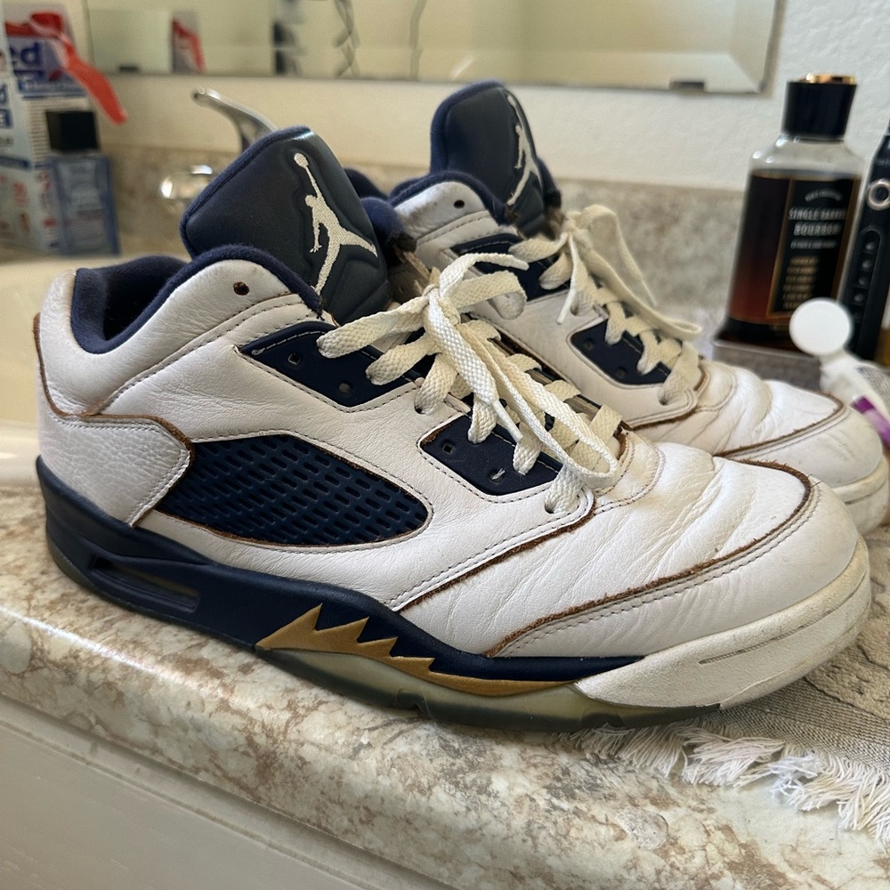 Jordan 5 White and Blue Sneakers with Iconic Design